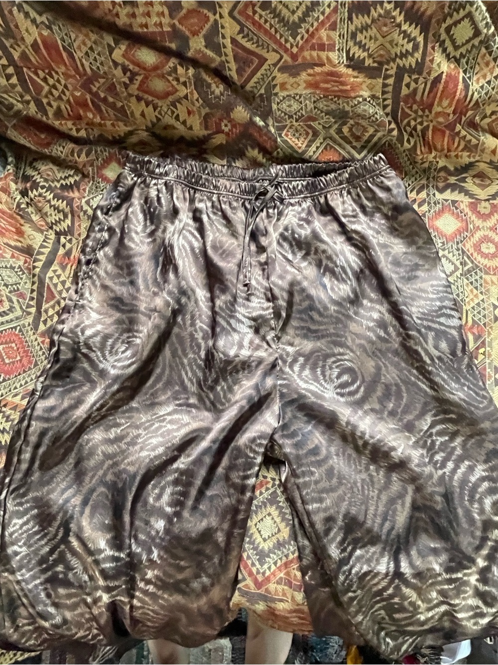 Vintage Silk Printed Wide Leg Pants